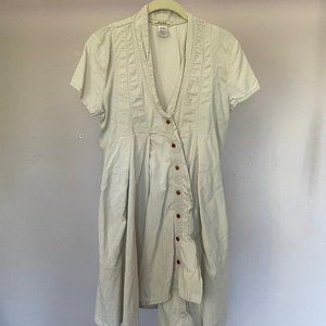 Prairie Underground Organic Cotton Button Down Asymmetrical V Neck Tunic M